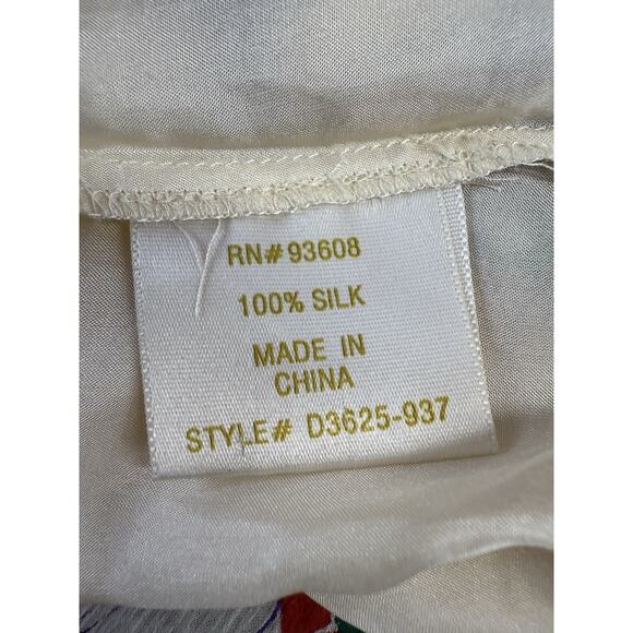 Matty M 100% Silk Floral Maxi Dress with Belt White Multicolor Size Medium - Picture 13 of 13